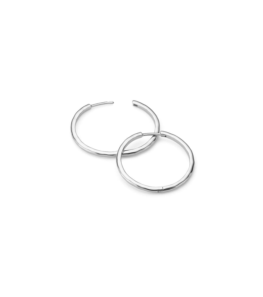 Large Hammered Hoop Earring (Silver)