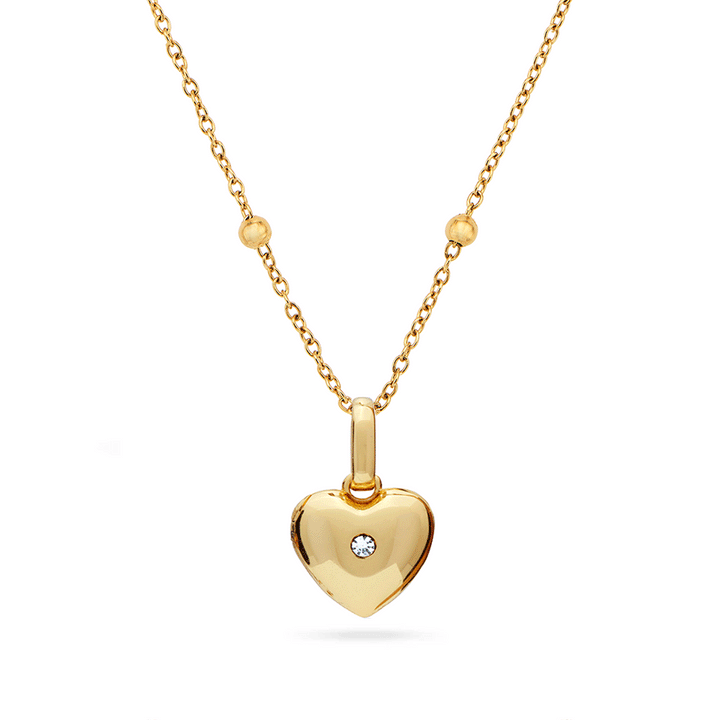 Heart Photo Locket Sphere Necklace (Gold)