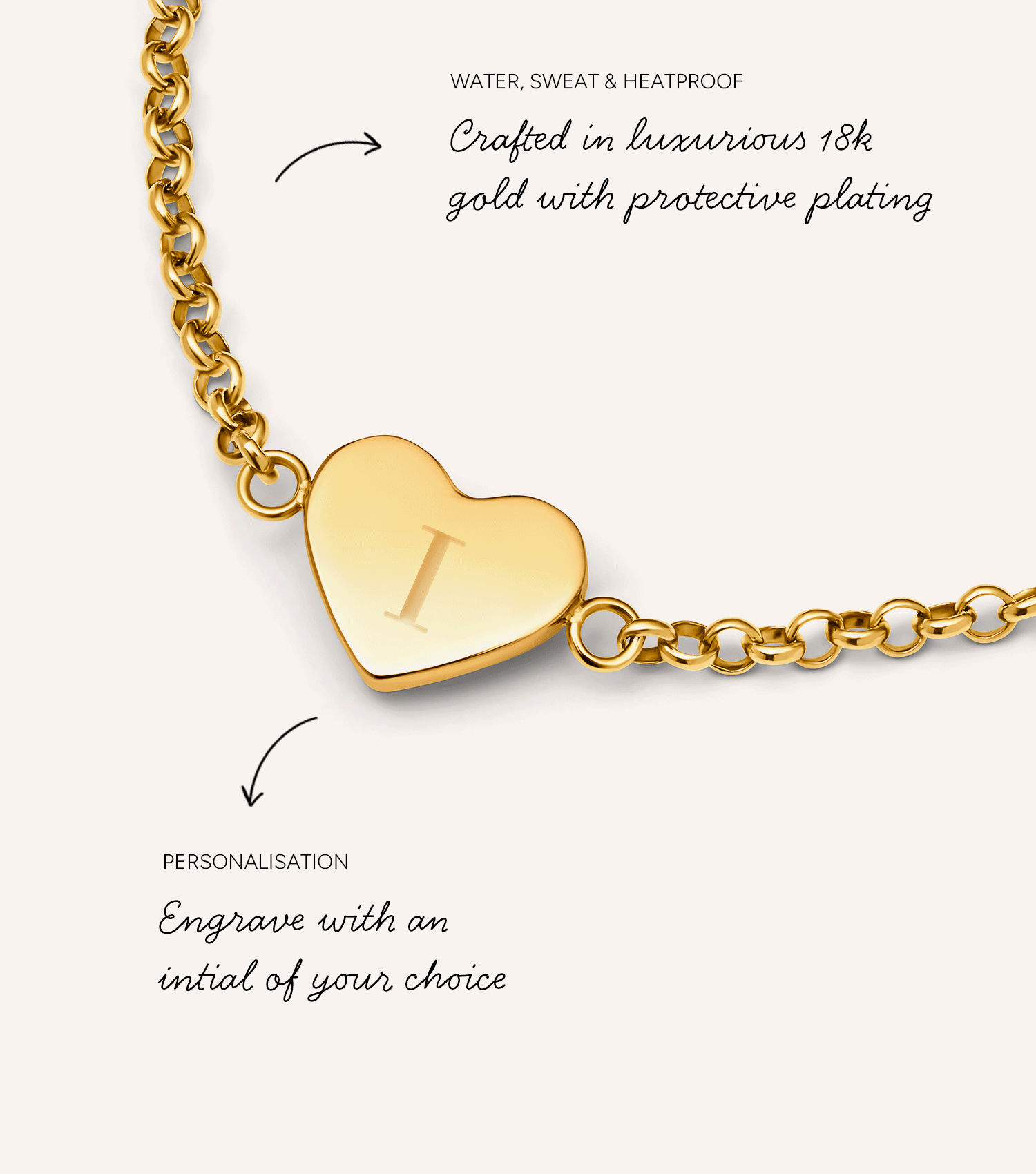 White Quartz Heart Bracelet (Gold)