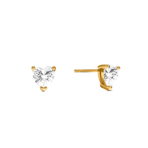 Heart Solitaire Stud Earrings 1ct (Gold)