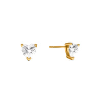 Heart Solitaire Stud Earrings 1ct (Gold)