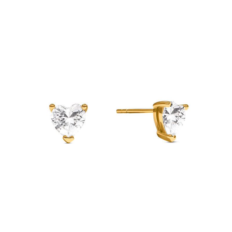 Heart Solitaire Stud Earrings 1ct (Gold)