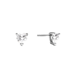 Heart Solitaire Stud Earrings 1ct (Silver)