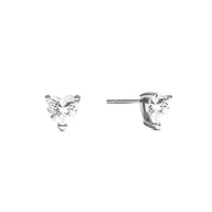 Heart Solitaire Stud Earrings 1ct (Silver)