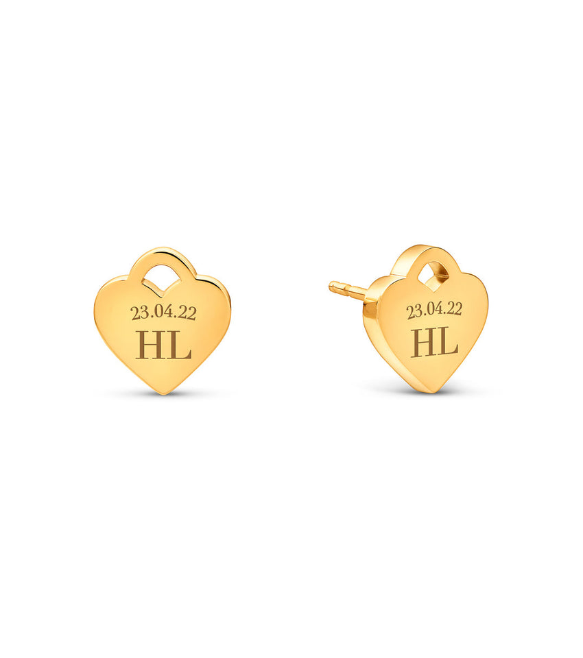 Heart Token Stud Earring (Gold)