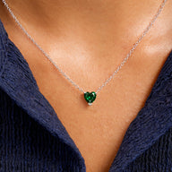 Heart Birthstone Legacy Necklace 1ct (Silver)