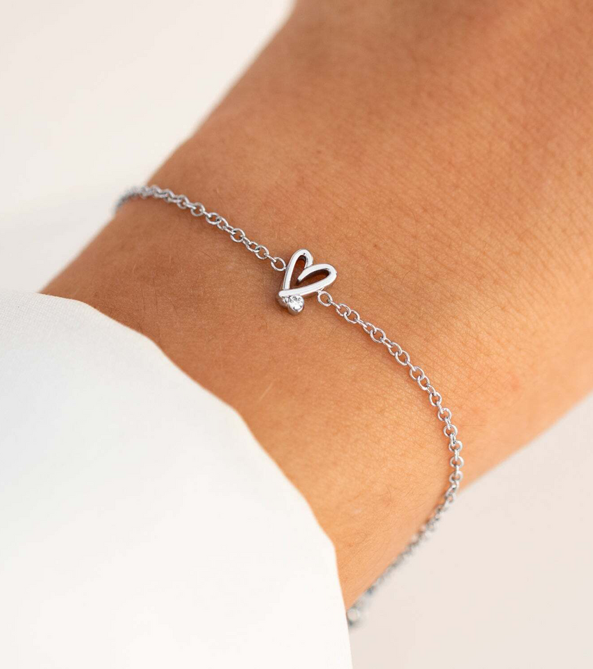 Stories Doodle Heart Bracelet (Silver)