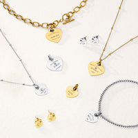 Heart Token Oval Necklace (Gold)