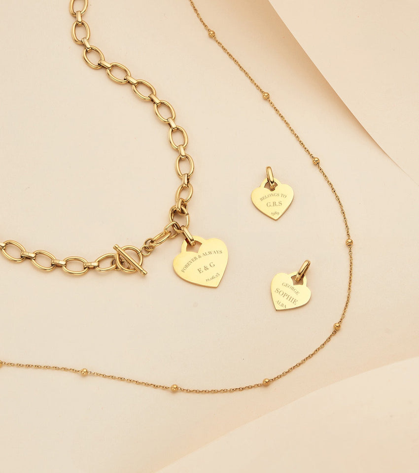 Heart Token Oval Necklace (Gold)