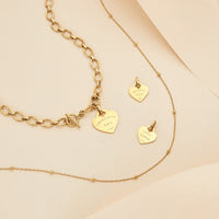 Heart Token Oval Necklace (Gold)