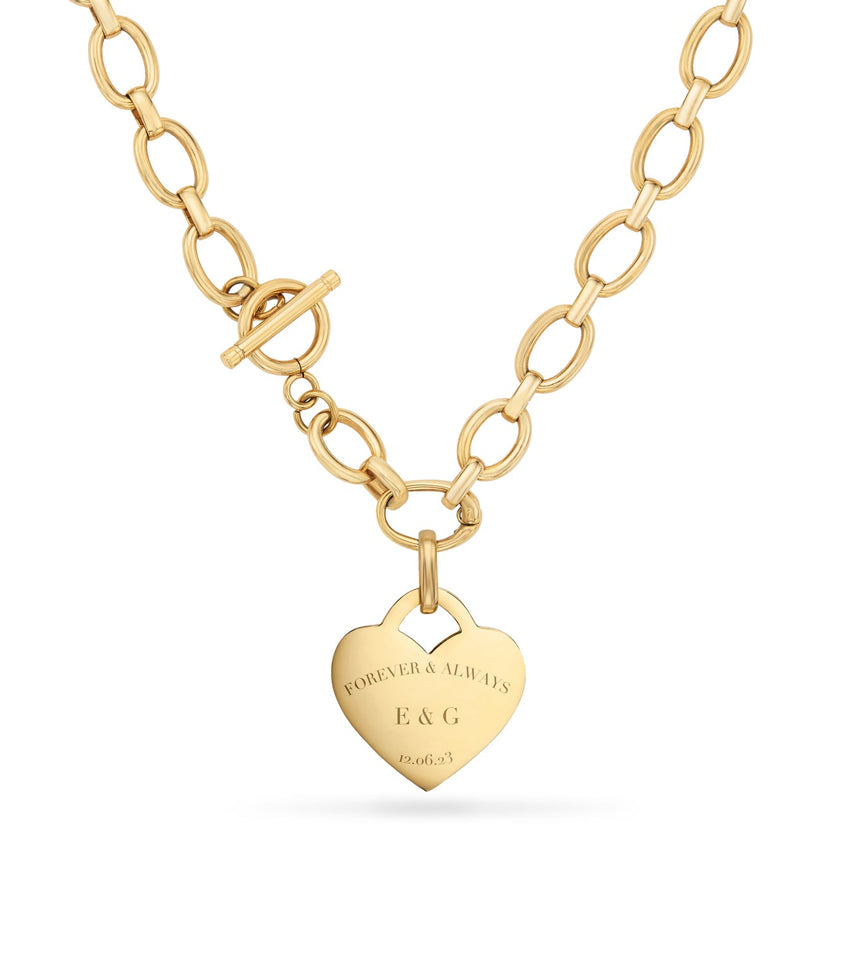 Heart Token Oval Necklace (Gold)