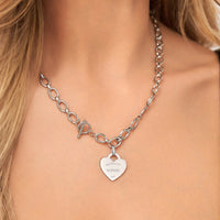 Heart Token Oval Necklace (Silver)