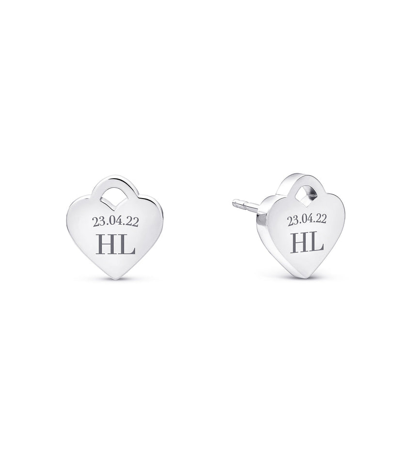 Heart Token Stud Earring (Silver)