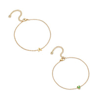 Initial & Birthstone Anklet Set (Gold)