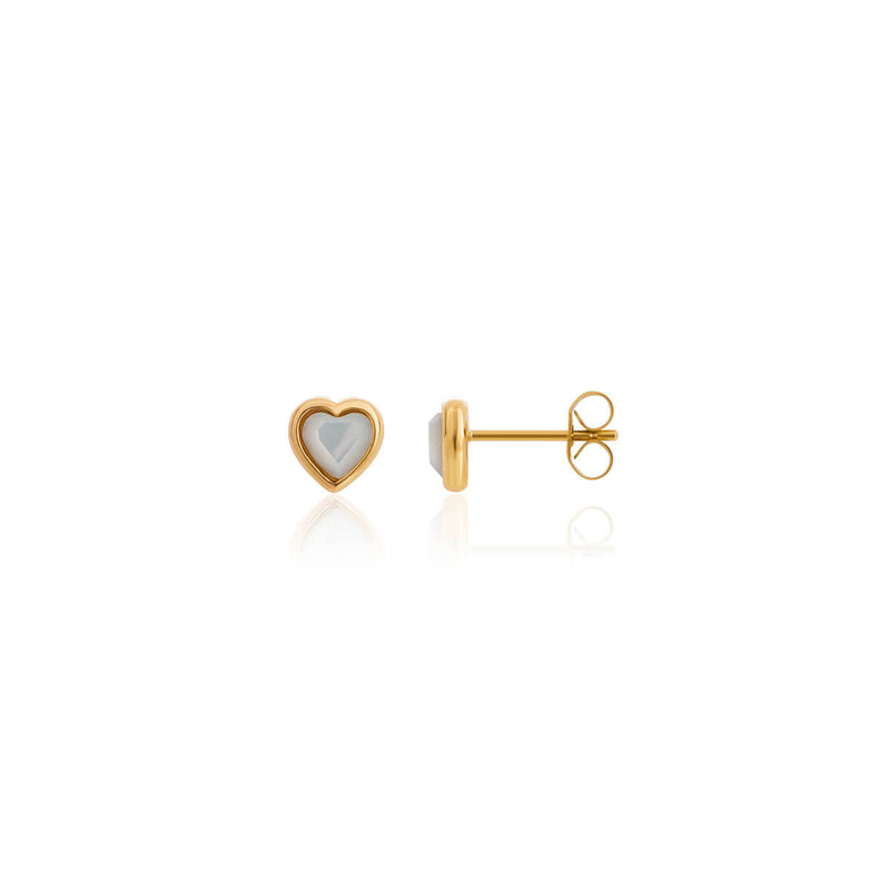 Mini Heart Birthstone Stud Earrings (Gold)