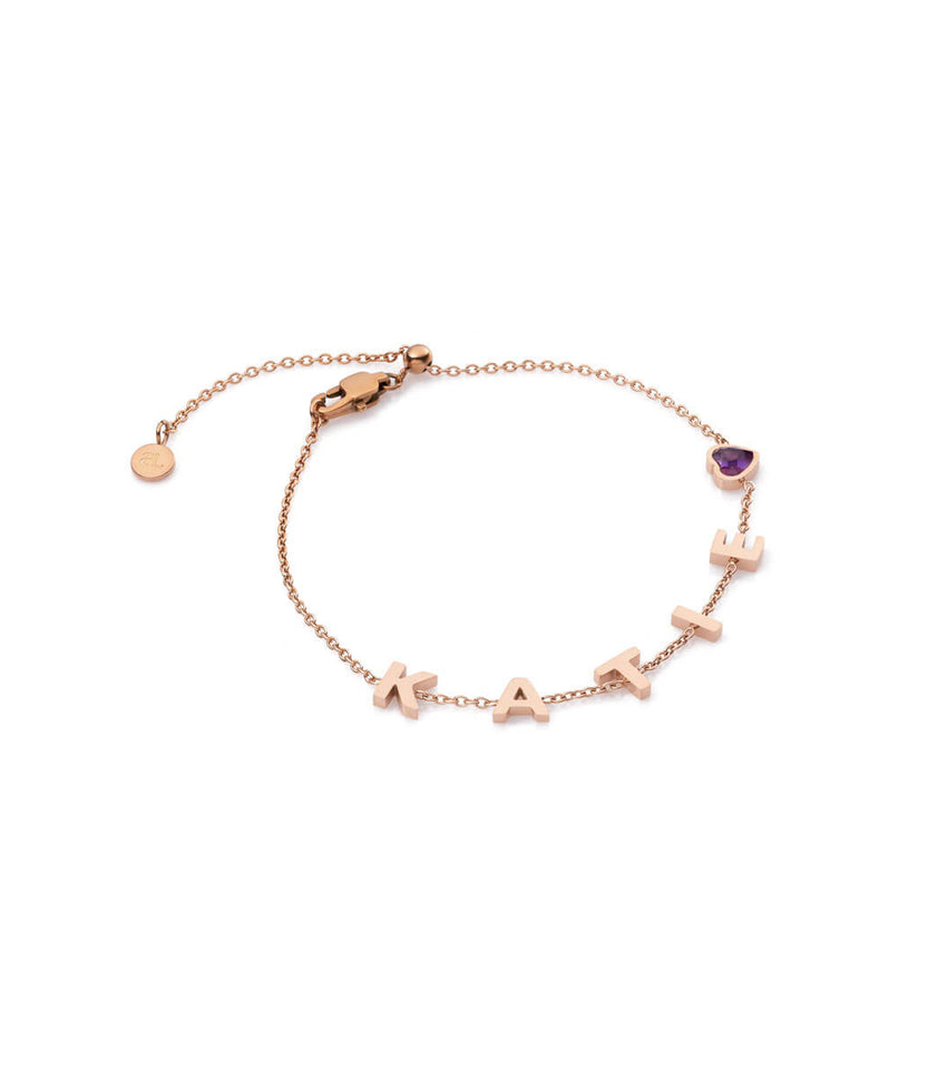 rose gold letter bracelet, personalized name bracelet, custom word bra -  Lily Daily Boutique