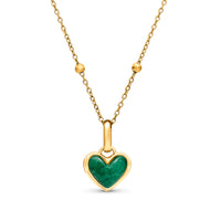 Green Quartz Heart Necklace (Gold)