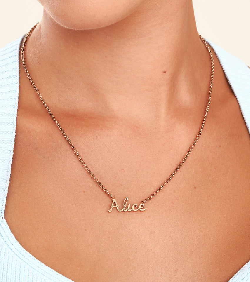 Cursive Name Necklace (Rose Gold)