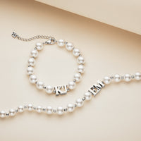 Lunar Pearl Initial Bracelet (Silver)