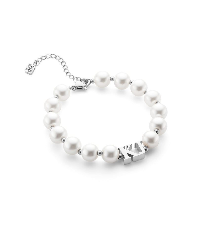 Lunar Pearl Initial Bracelet (Silver)