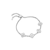 Pearl Clover Custom Name Bracelet (Silver)