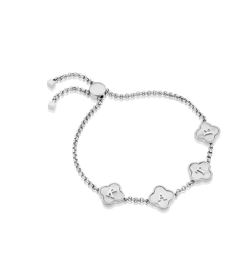 Clover Custom Name Bracelet (Silver)