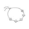 Textured Clover Custom Name Bracelet (Silver)