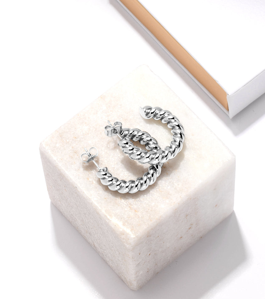 Large Twisted Hoops (Silver)