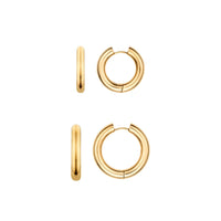 Large Chunky Huggie Hoop Earring Bundle (Gold)