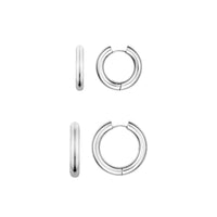 Large Chunky Huggie Hoop Earring Bundle (Silver)