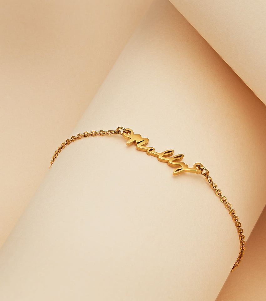 Initials & Name Bracelet - Gold Electroplated