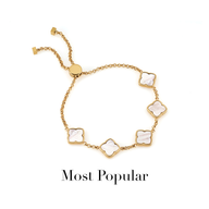 Multi Pearl Clover Bracelet (Gold)