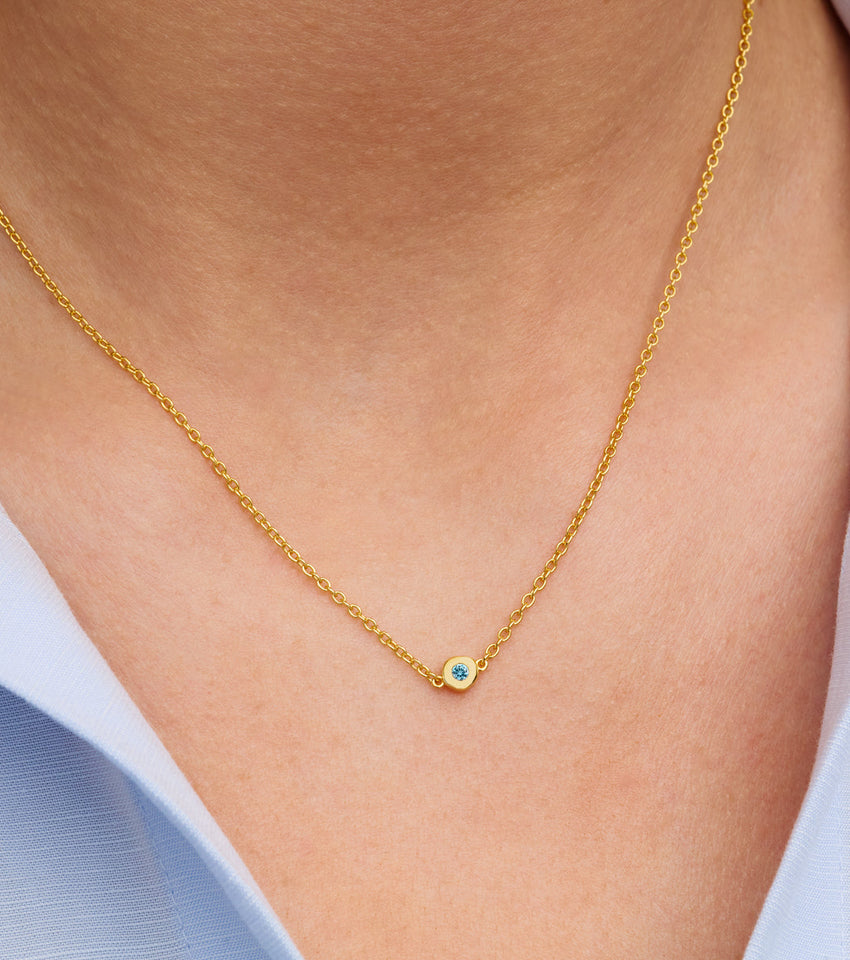 Fine Molten Birthstone Necklace (Gold)