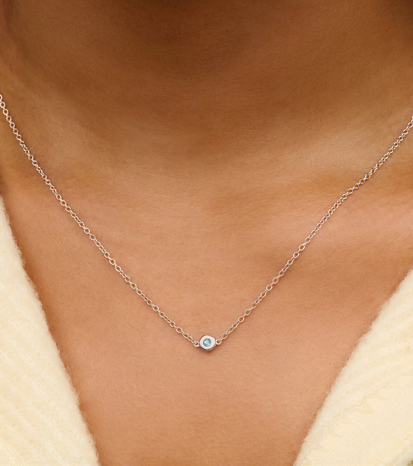 Fine Molten Birthstone Necklace (Silver)