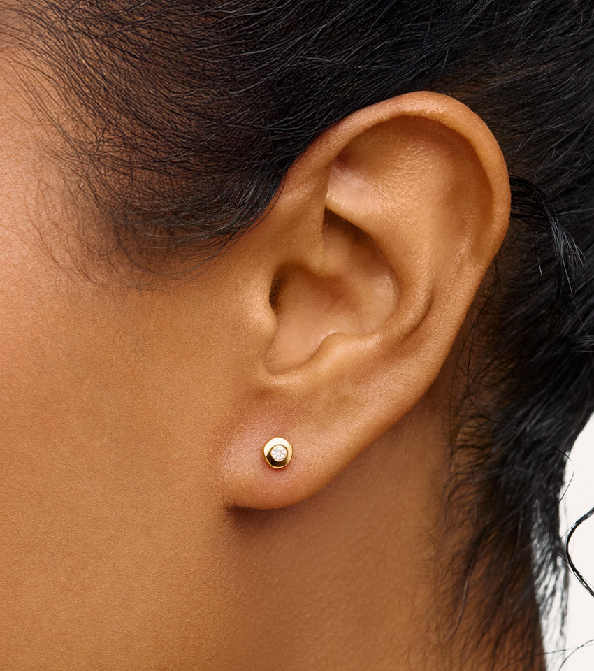 Fine Molten Heart & White Topaz Earring Bundle (Gold)