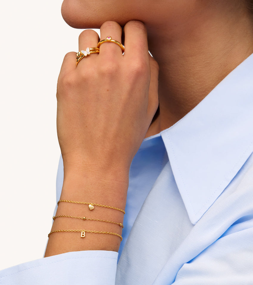 Fine Molten Heart Bracelet (Gold)