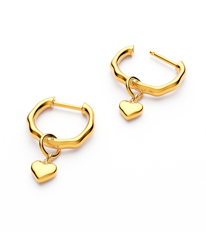 Fine Molten Heart & White Topaz Earring Bundle (Gold)