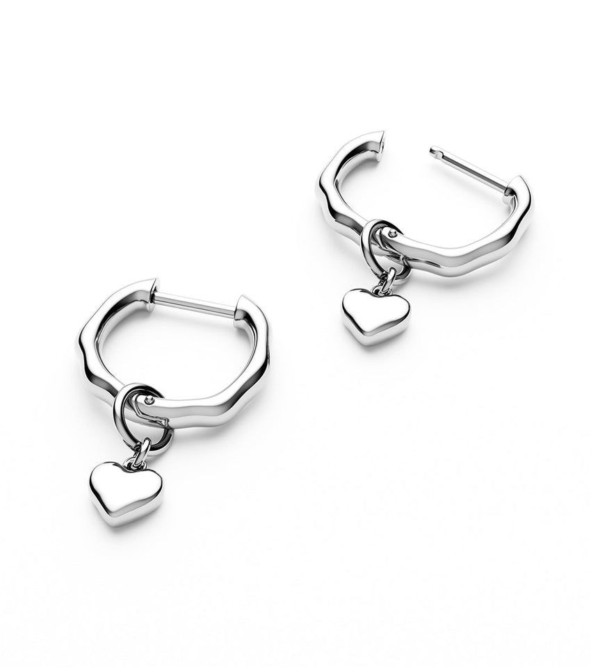 Fine Molten Heart & White Topaz Earring Bundle (Silver)