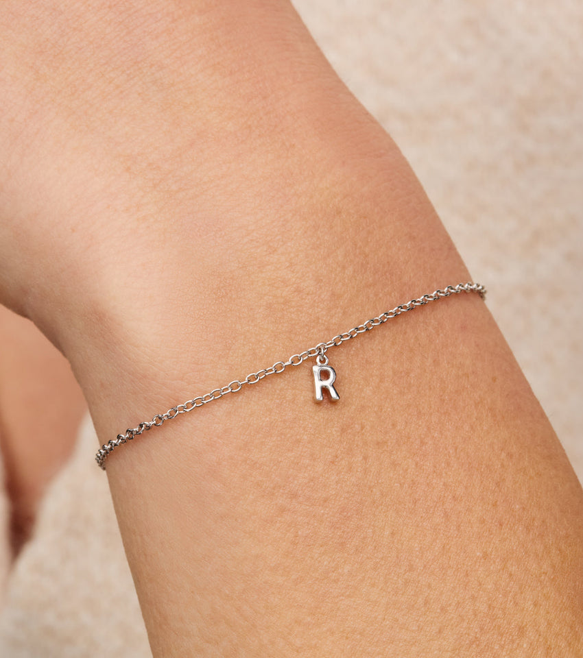 Fine Molten Initial Bracelet (Silver)