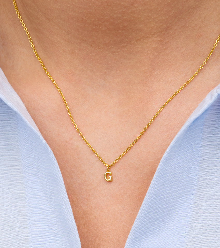 Fine Molten Initial Necklace (Gold)