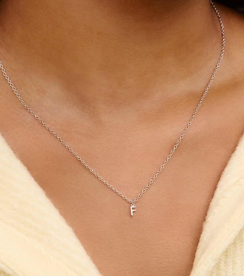 Fine Molten Initial Necklace (Silver)