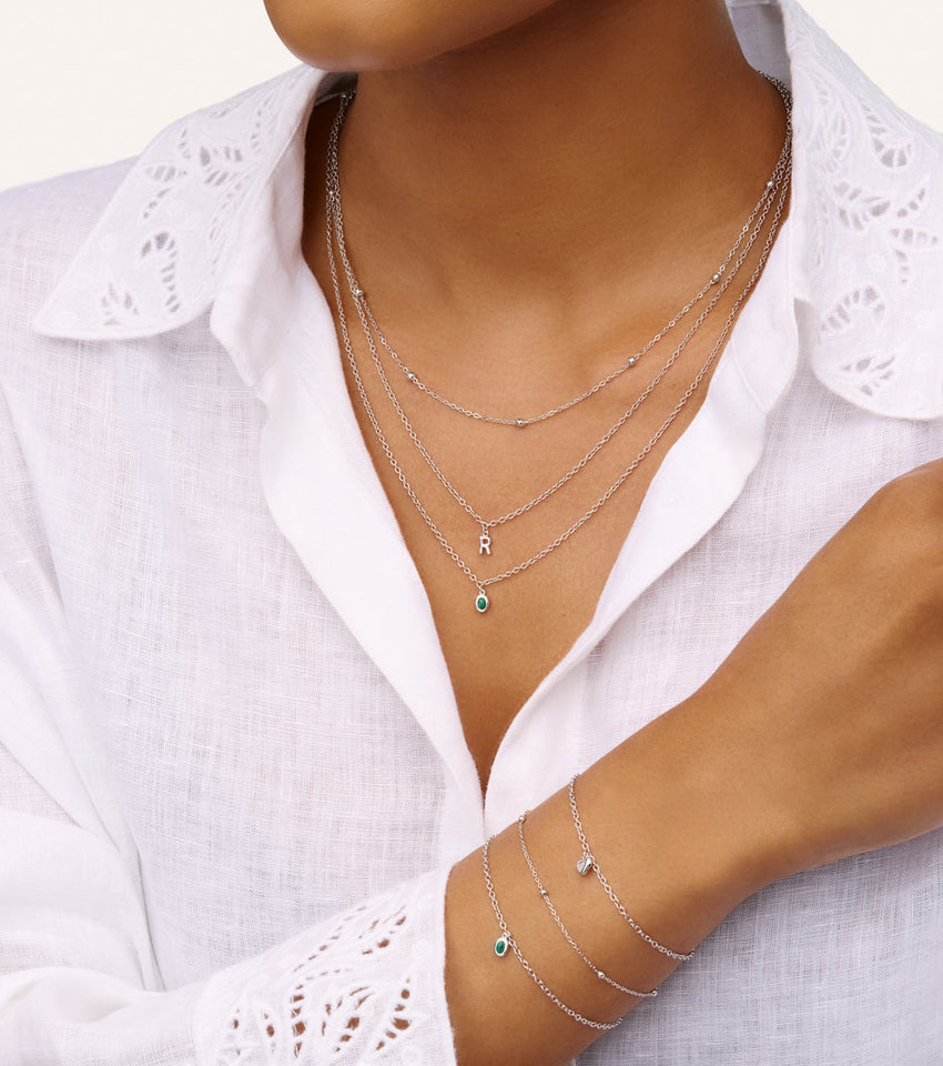 Fine Molten Initial Necklace (Silver)
