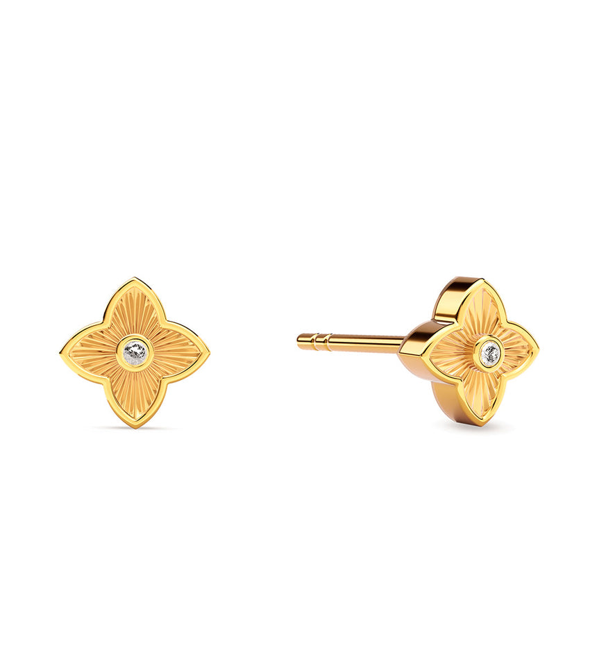 Fine Flower Stud Earrings (Gold)