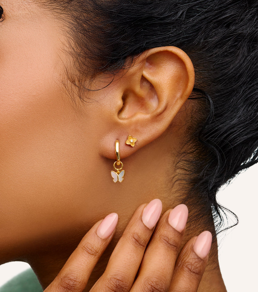 Fine Flower Stud Earrings (Gold)