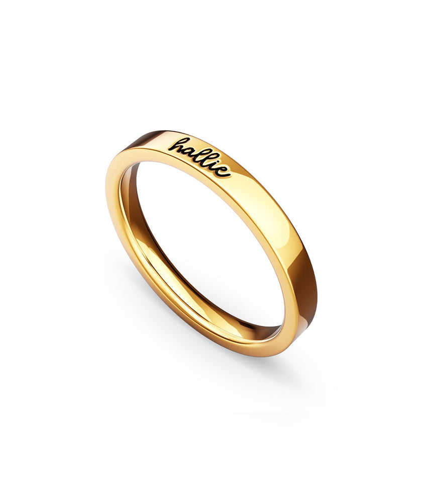 Fine Script Name Ring (Gold)