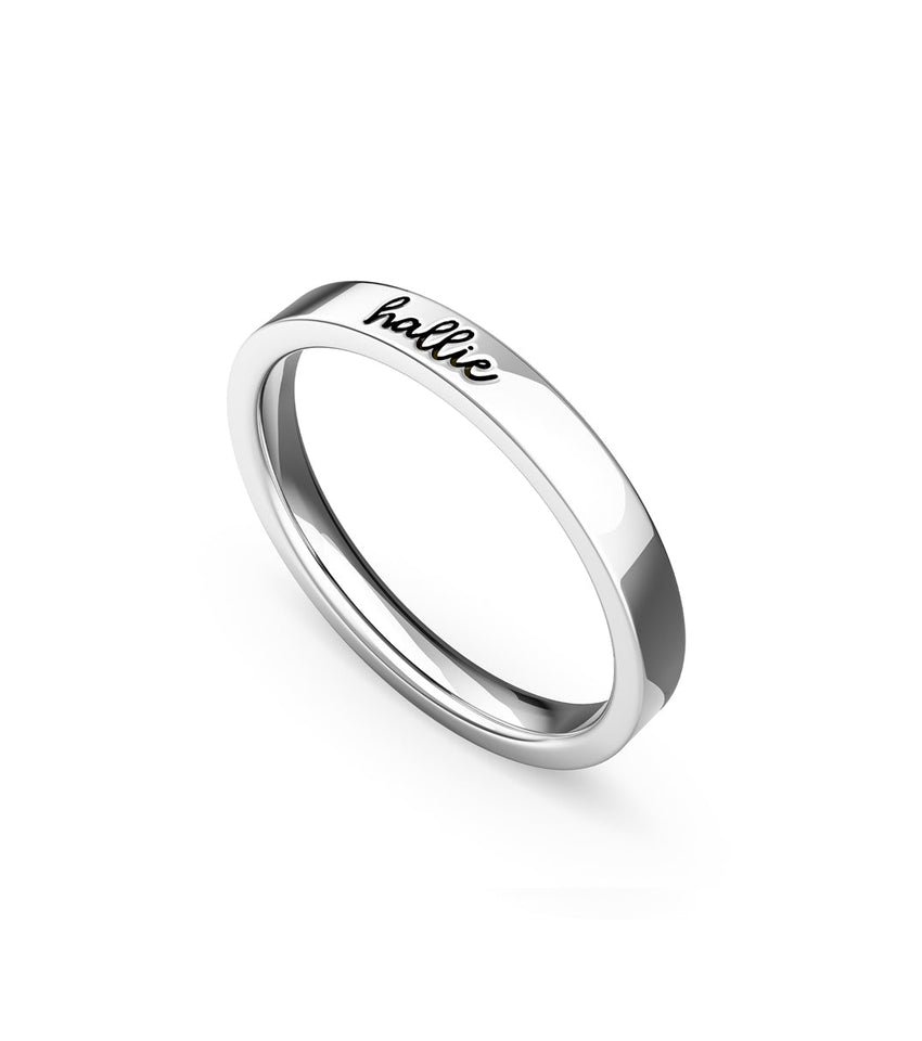 Fine Script Name Ring (Silver)