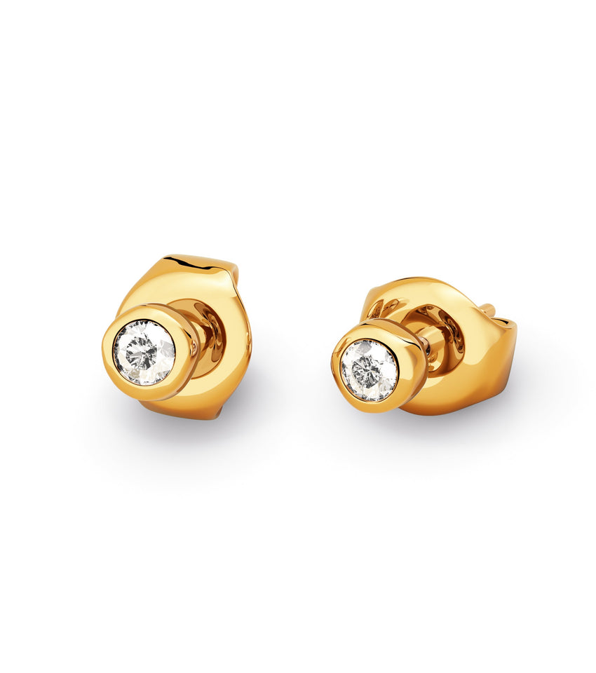 Fine White Topaz Stud Earrings (Gold)