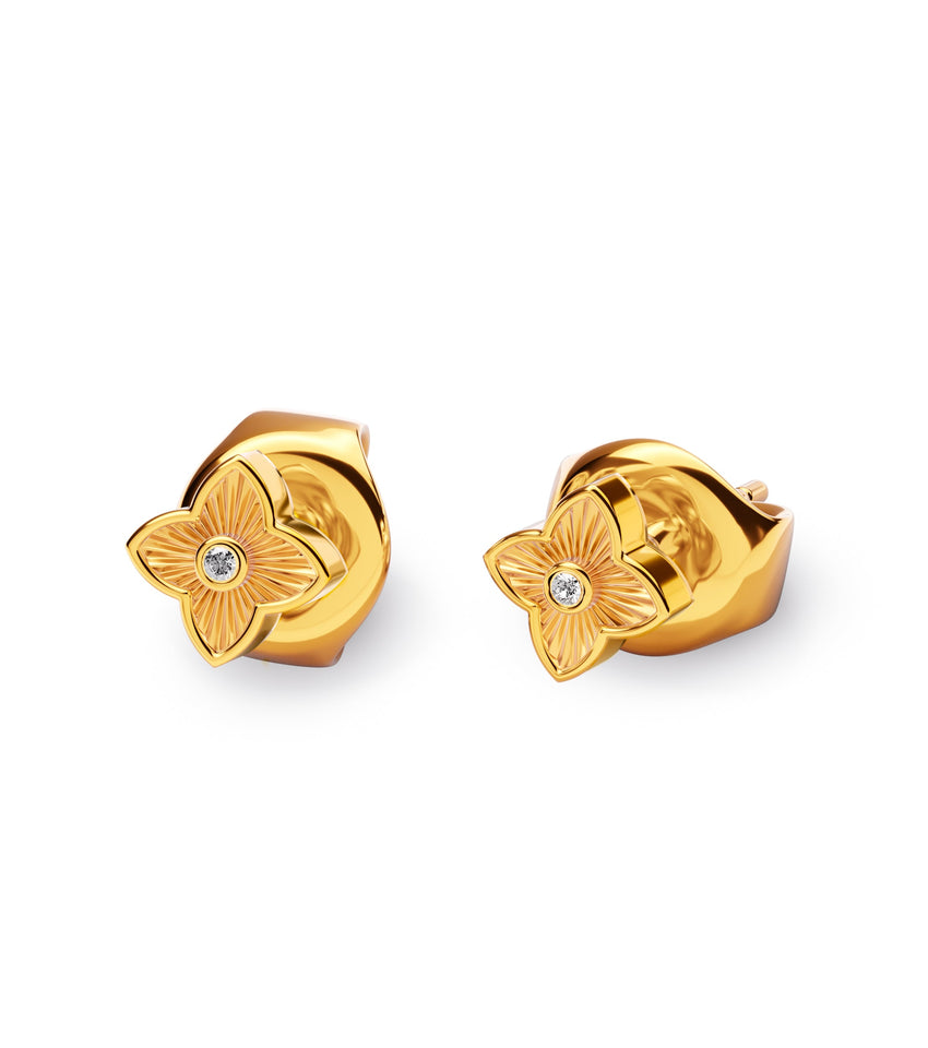 Fine Flower Stud Earrings (Gold)