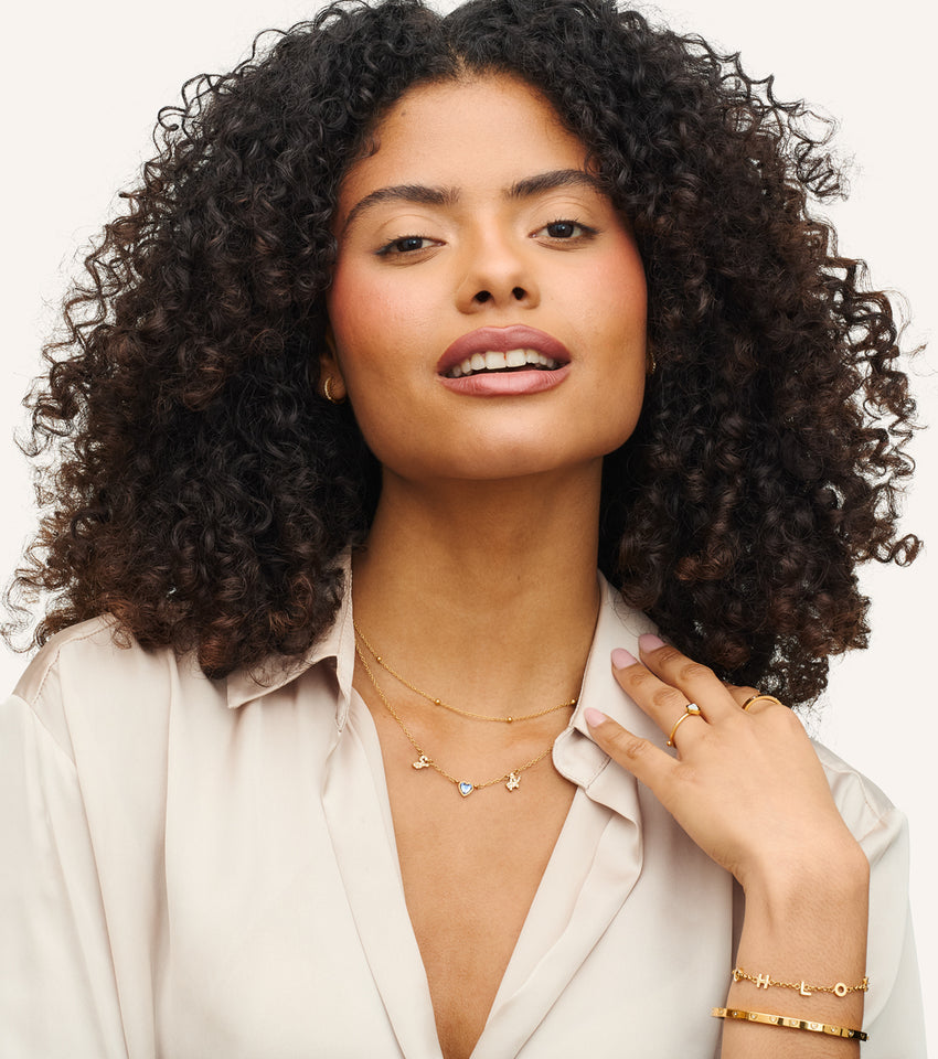 Initials & Birthstone Necklace (Gold)