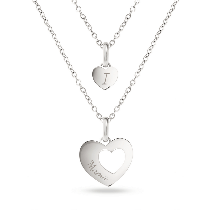 Heart 'Mini & Me' Necklace Set (Silver)